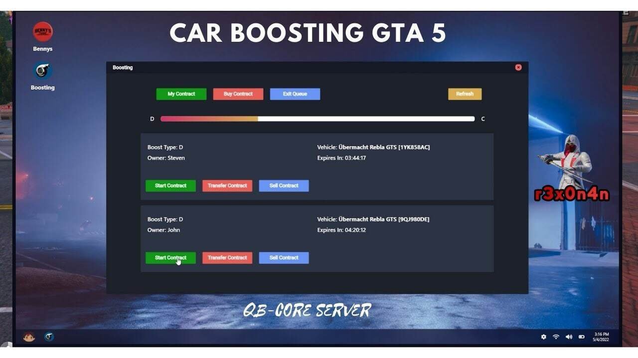 QBCore CarBoost | Carboosting script, with laptop UI and bennys app